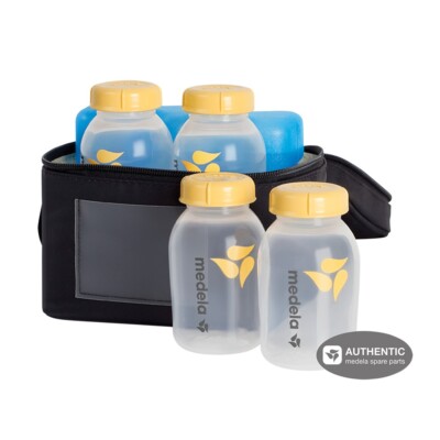 NEW! FREE SHIPPING! Medela Breastmilk Cooler Set Storage Bottles With Lids 67068