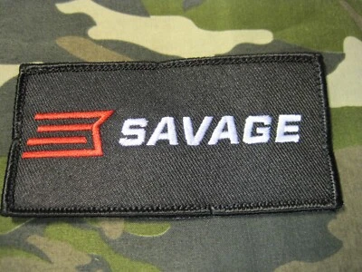 SAVAGE ARMS FIREARMS LOGO VEST PATCH 2 X 4 INCH HOOK BACK GUN EMBLEM SHARP!