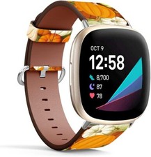 Fitbit Versa 4 / Versa 3 / Sense / Sense 2 Leather Bands Replac Compatible with
