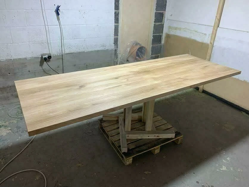 Solid Oak Dining Table Made To Order Industrial Loft Style Raw Oak - Image 3 of 4