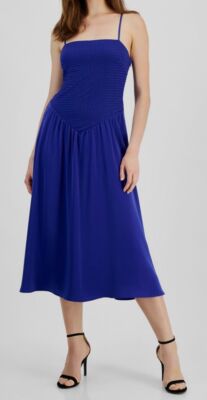 Rachel Rachel Roy Women's Blue Dona Mixed Media A-Line Dress Size Small