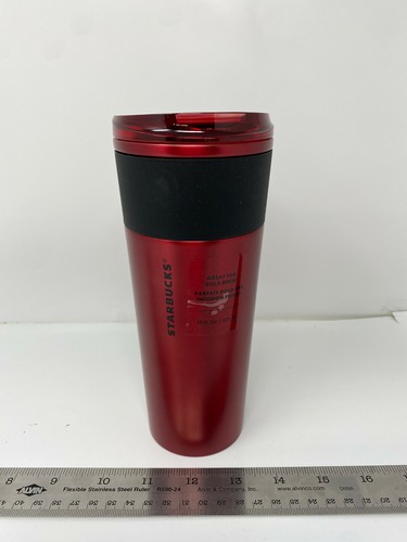 Authentic Starbucks 16Oz Stainless Steel Travel Tumbler Red Banded 2021 HOLIDAY - Picture 2 of 3
