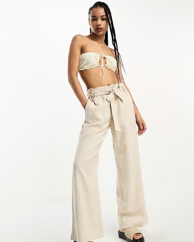 パンツ iunleash SHIRRING NYLON PANTS beige Beige Straight Leg Pants - All Bottoms | Red Dress