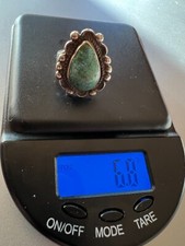 Green Turquoise Ring Tear Drop Sterling Silver Sz 5