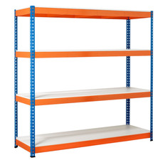 4 Tier Steel Shelving Heavy Duty Racking Melamine Shelves 2200mmH 500KG UDL