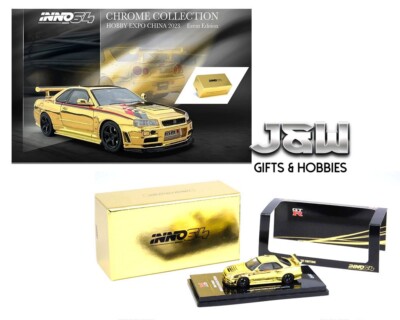 Inno64 Nissan Skyline GTR R34 Nismo R Tune Gold Chrome EXPO Inno64 Nissan Skyline GTR R34 Nismo R Tune Gold Chrome EXPO