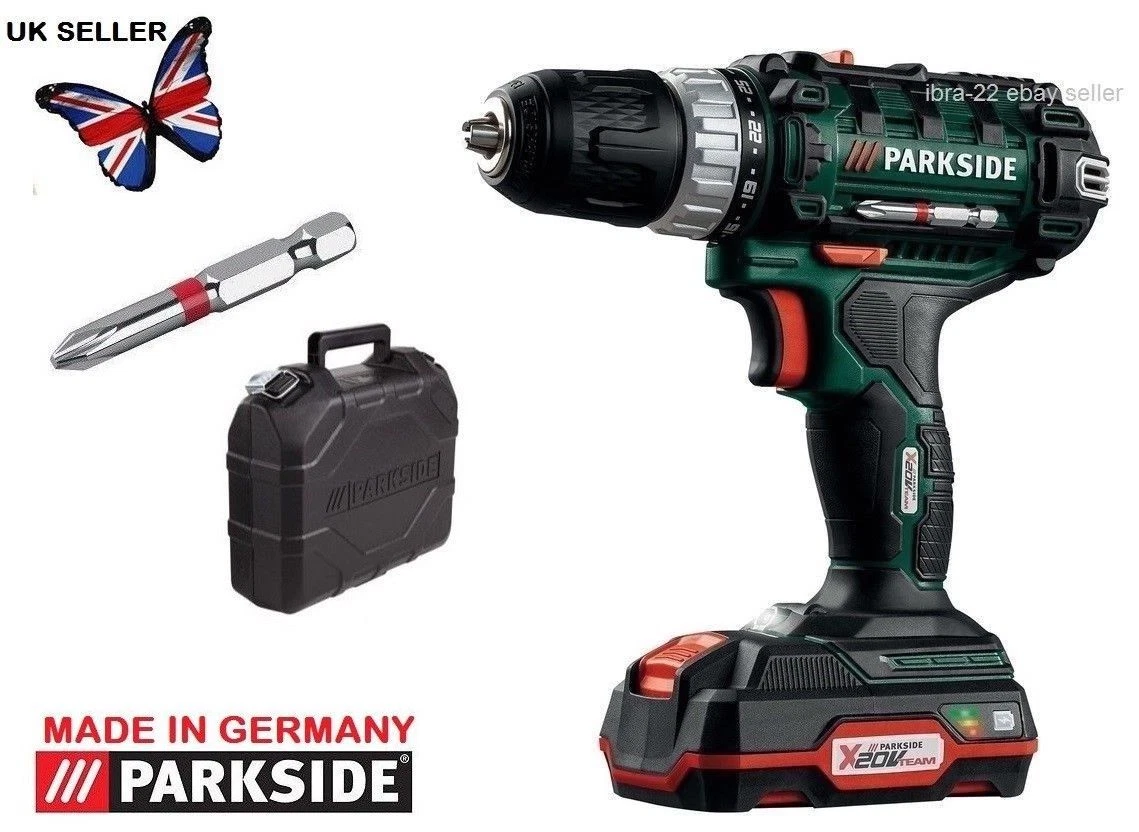 Parkside Cordless Drill with 20V 2Ah Li D4