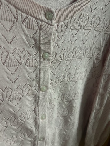 LAURA SCOTT Cardigan Sweater Light Pink With Round Neck & Pretty Design-Size M - Picture 4 of 8