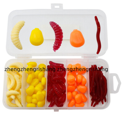 100pcs Soft Worm Bait Fake Corn Lures Portable Soft Maggot Baits Fake Corn Lures
