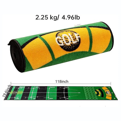 3 Metre - Golf Putting Mat Practice Portable Indoor Outdoor Putter Trainer Green - Foto 14 di 15