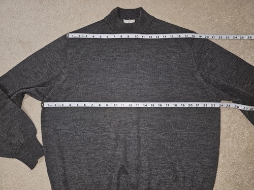 Linea Uomo WOOLMARK Italy Mens Gray Merino Wool Mock Neck Sweater Pullover Sz. M - Picture 14 of 15