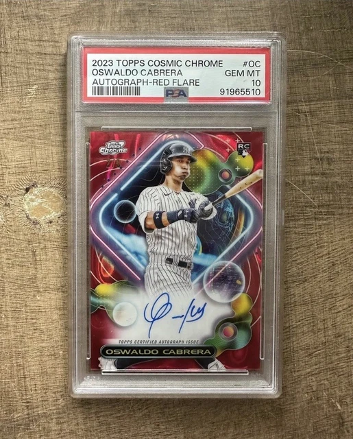 2023 Tips Cosmic Red Flare Refractor Oswaldo Cabrera /5 PSA 10 POP 1