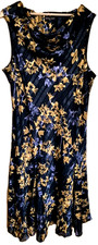 Anna Rose Velvet Devore Dress UK 20 Black Floral Cowl Neck Evening