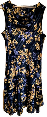 Anna Rose Velvet Devore Dress UK 20 Black Floral Cowl Neck Evening