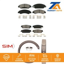 Front Rear Semi-Metallic Brake Pads Parking Shoe Kit For Chevrolet Avalanche GMC