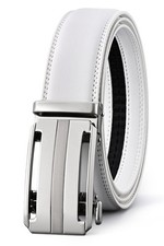 KUULIMEE White Belt Men, Ratchet Dress 30"-36" Waist Adjustable, White-04