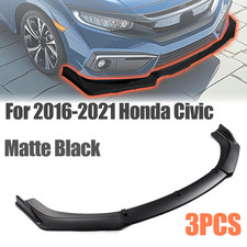For 2016-2021 Honda Civic Matte Black 3pcs Front Bumper Lip Splitter Spoiler For 2016-2021 Honda Civic Matte Black 3pcs Front Bumper Lip Splitter Spoiler