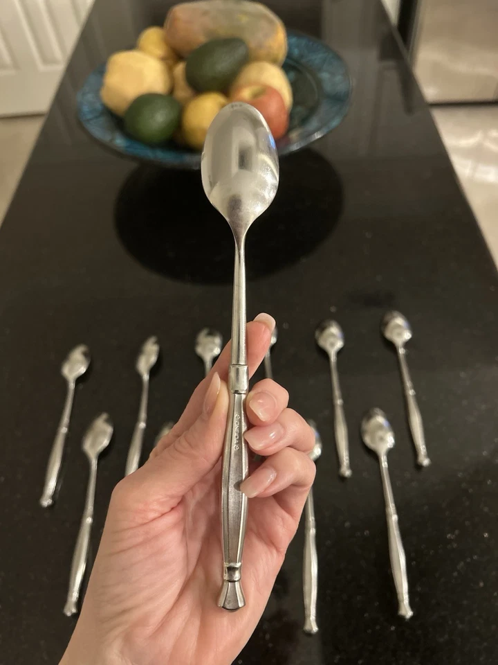 Set of 12 Elegant Oneida ACT I Stainless Heirloom Iced Tea Spoons - Image 3 of 4