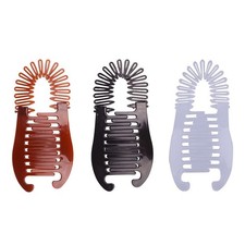 3Pcs Colorful Elongated Interlocking Plastic Banana Clip Hair Combs - Sides H...