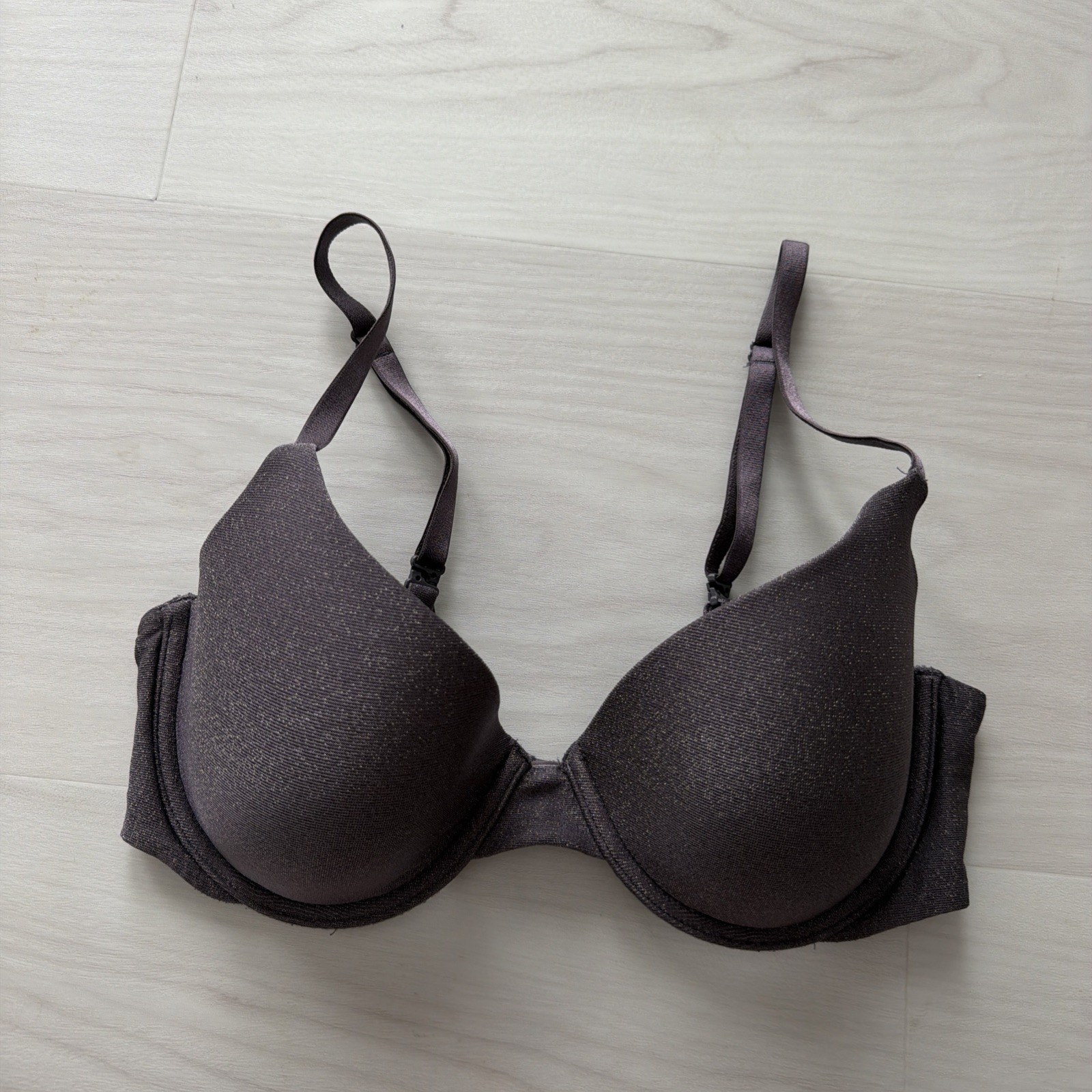 Victoria’s Secret Lightly Lined Demi T-Shirt Bra 34C Purple Sparkle Deep Plunge