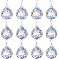 12 PCS Clear Crystal Glass Prism Suncatcher, Christmas 2cm 0.8 inch ,