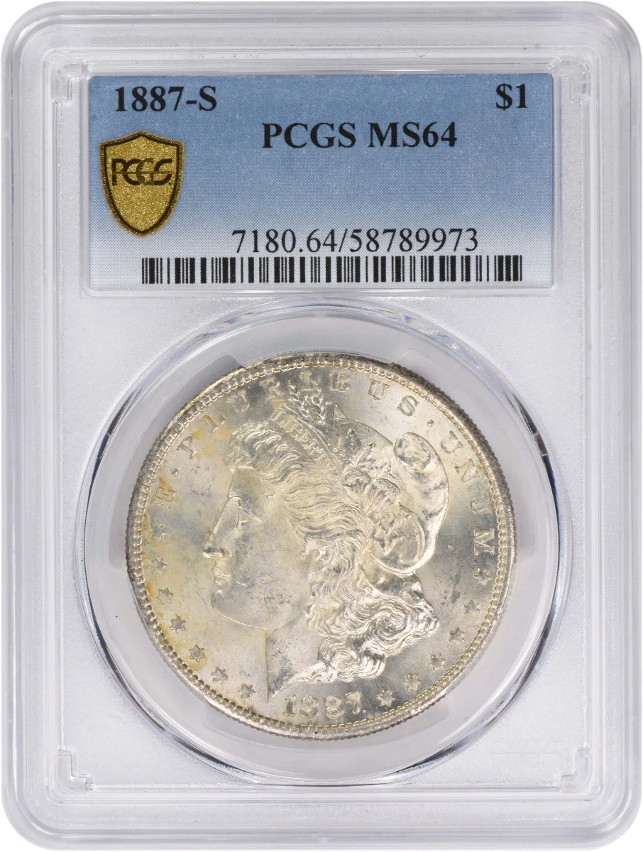 1887年 MORGAN SILVER DOLLAR アメリカPCGS MS64 San Francisco MS 64 Graded 1887 Year Morgan US Dollars (1878-1921