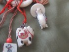 Ancient Antique Japanese Amulet Charms Hand Carved Hand Painted — photo 7