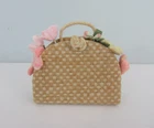 Vintage Barbie Doll Accessory FLOWER FILLED TOTE BAG #923 PAK - Straw Handbag