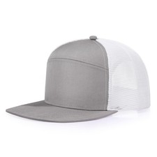 Men Flat Brim Adjustable Snapback Trucker Hat 6 Panel Camper Style Hat Blank ...