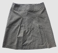 TALBOTS Size 8 Midi Front Pleated Skirt Side Zipper Color Brown/Cream Heavy