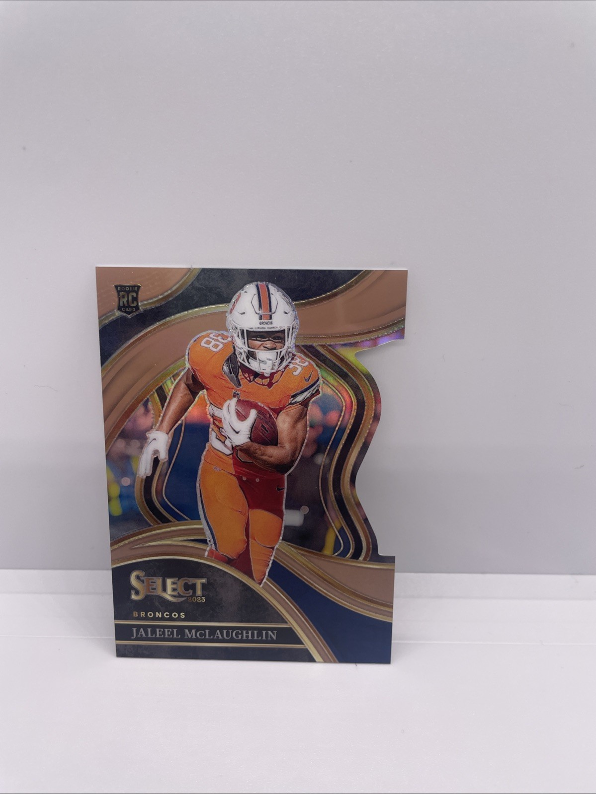 Jaleel McLaughlin 2023 Panini Select Club Level Copper Die Cut Prizm RC 240/299