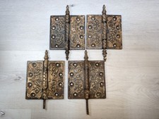 Lot 4 1800's Antique Ornate Victorian Eastlake Steeple Tip Cast Iron Door Hinges
