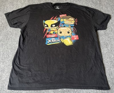 X Men Shirt XL Wolverine Professor X Cyclops Funko Pop Crew Neck Black Graphic