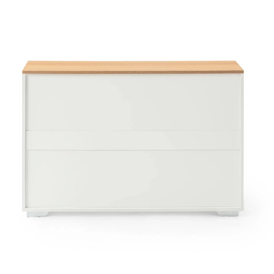 Homy Casa BAFFI 43” Aparador Branco Armário Buffet com Gaveta 4 Portas Tampo de Carvalho - Imagem 2 de 4