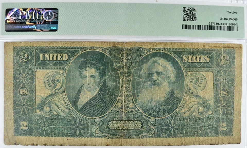 1896 $2 SILVER CERTIFICATE FR#247 TILLMAN MORGAN FINE 12 - Image 2 of 2