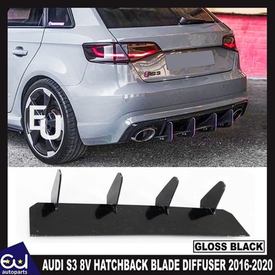 FOR AUDI A3 S3 8V HATCHBACK REAR BUMPER DIFFUSER SPOILER BLADE STYLE GLOSS 16-20