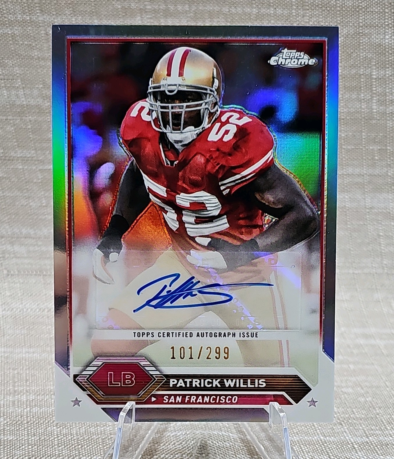 Patrick Willis /299 Auto 2023 Topps Composite Chrome Auto Refractor SF 49ers