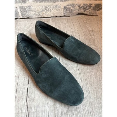 Vionic Women Dark Teal Suede Loafers Slip On Flat Shoes Comfort Size 11