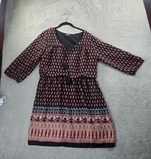 Lily Rose Dress Juniors XL Black Geometric Fit & Flare V-Neck 3/4 Sleeve Boho