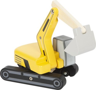 small foot schop graafmachine met cabine van hout, speelvoertuig met 360° draaib