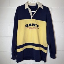 Vintage GANT Rugger Rugby Shirt Mens Medium Cotton Long Sleeve 90s Made in USA