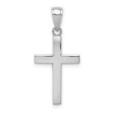 14k White Gold Rhodium-Plated Polished 20.3x14mm Cross Pendant Charm Religious