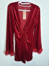 SHEIN Sxy Red Velour Long Sleeve Fringe Wrist Women’s Dress Size Medium