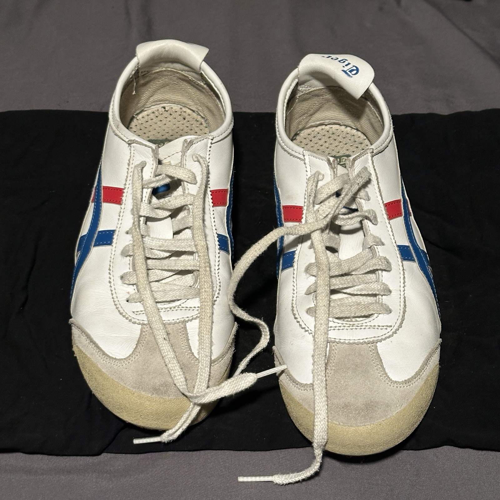 ASICS Tiger Runner Men’s US 11 White Blue Red Running Shoes Sneakers