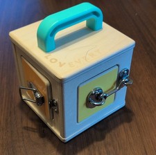 Lovevery Wooden Lock Box Educational Toy with Multiple Latches and Handle