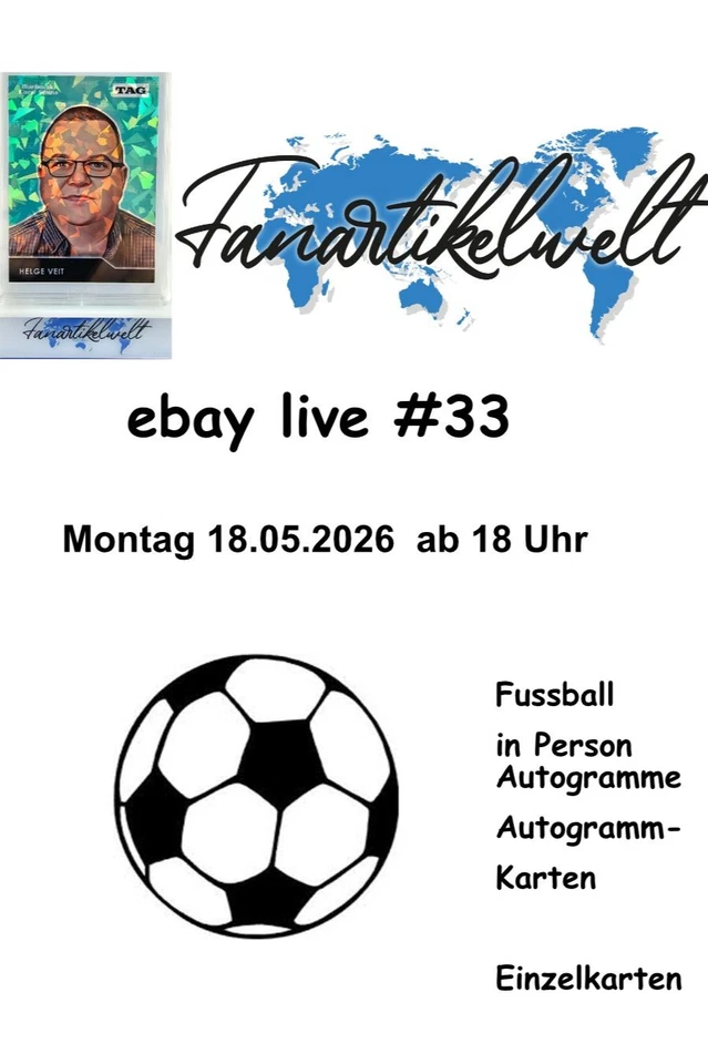 eBay Live #33 Fussball Autogrammkarten + In Person  Autos !!