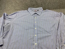 Van Heusen Shirt Mens 3XLT Blue Stripes Traveler Button Up