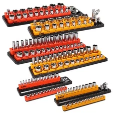 Magnetic Socket Organizer Set - Durable 1/2 1/4 3/8 Inch Drive Holder Tool Box