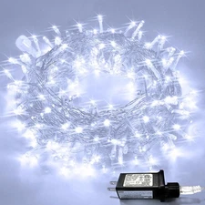JMEXSUSS 33ft 100 LED White Christmas Lights, 8 Modes 100 LED, 