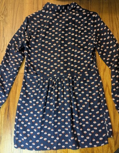 Women’s Boden Long Sleeve Top Blouse Button Down Size 6 Navy Blue Pleated - Picture 5 of 6